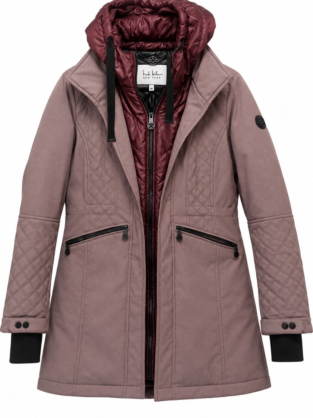 Nicole Miller New York 2-in-1 Hooded Quilted Winter Coat Jacket M